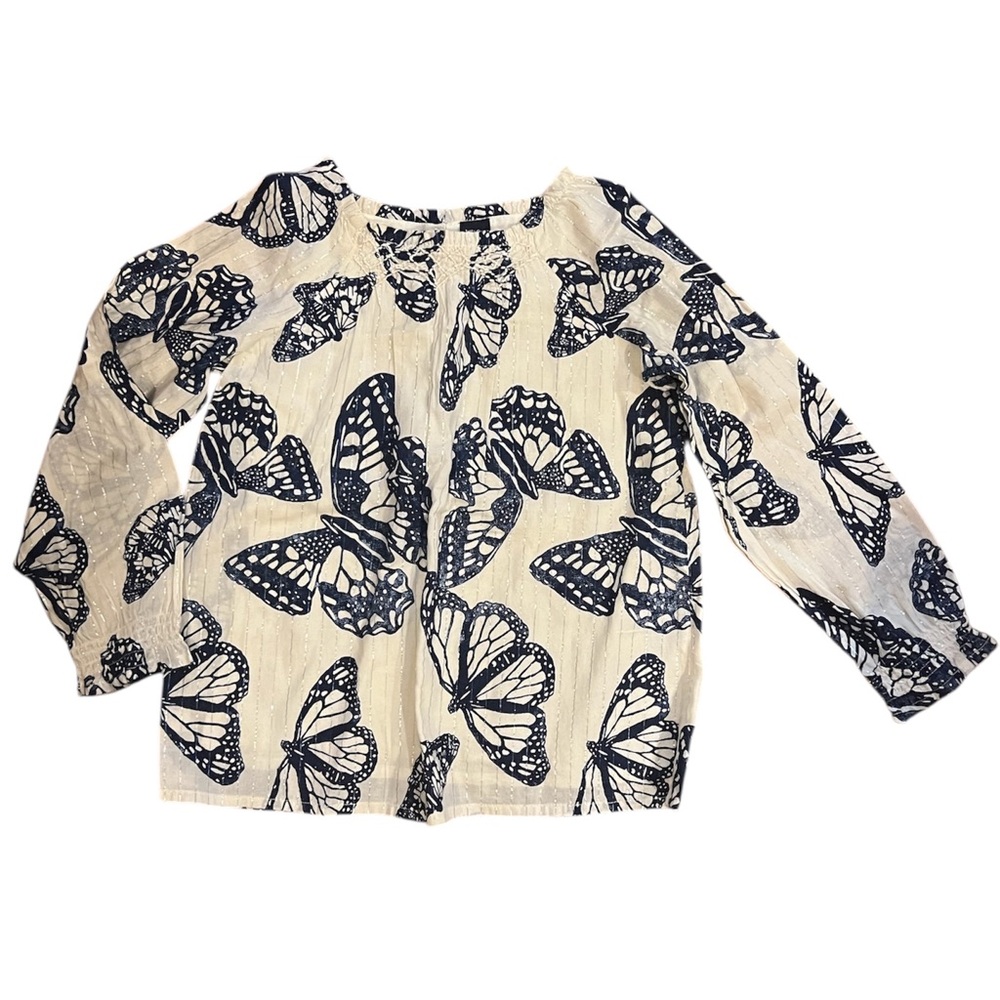 NWT GAP Blue and White Artistic Butterfly Blouse